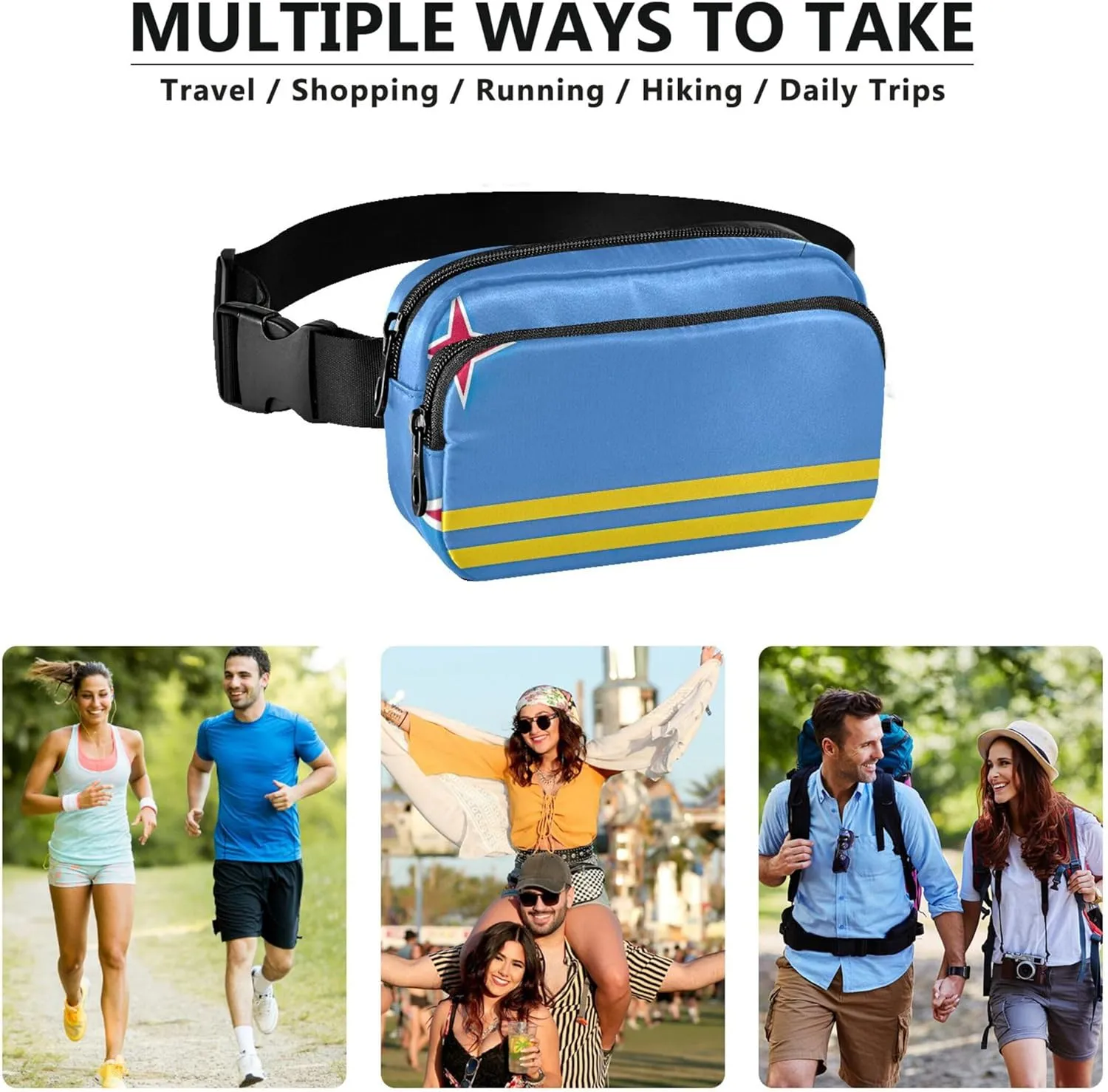 Aruba Flag Womens Fanny Pack Hip Pack Belt Bag Waterproof Flower Waist Pouch for Women