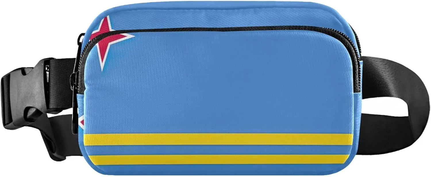 Aruba Flag Womens Fanny Pack Hip Pack Belt Bag Waterproof Flower Waist Pouch for Women