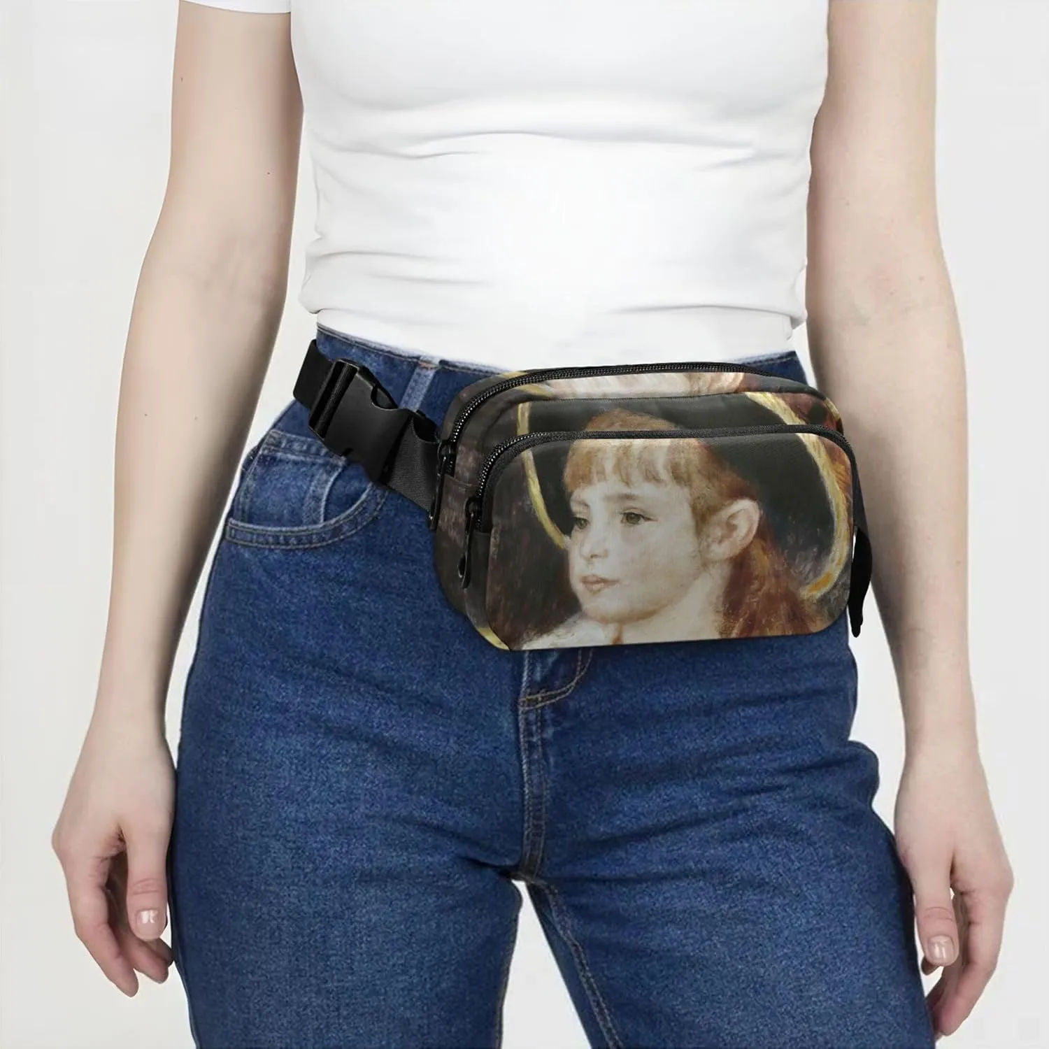Auguste Renoir Prints Little Irene Fanny Pack for Women Neon Hip Pack Belt Bag Waterproof Cross Body Waist Purse