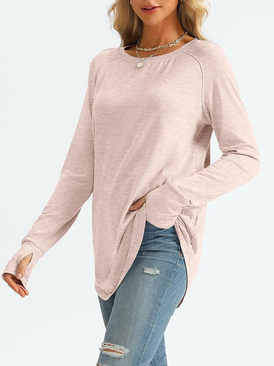 AUTOMET Womens Long Sleeve Shirts Crew Neck Casual Tshirts Fall Fashion Tops Loose Fit Lightweight Y2k Outfits Clothes
