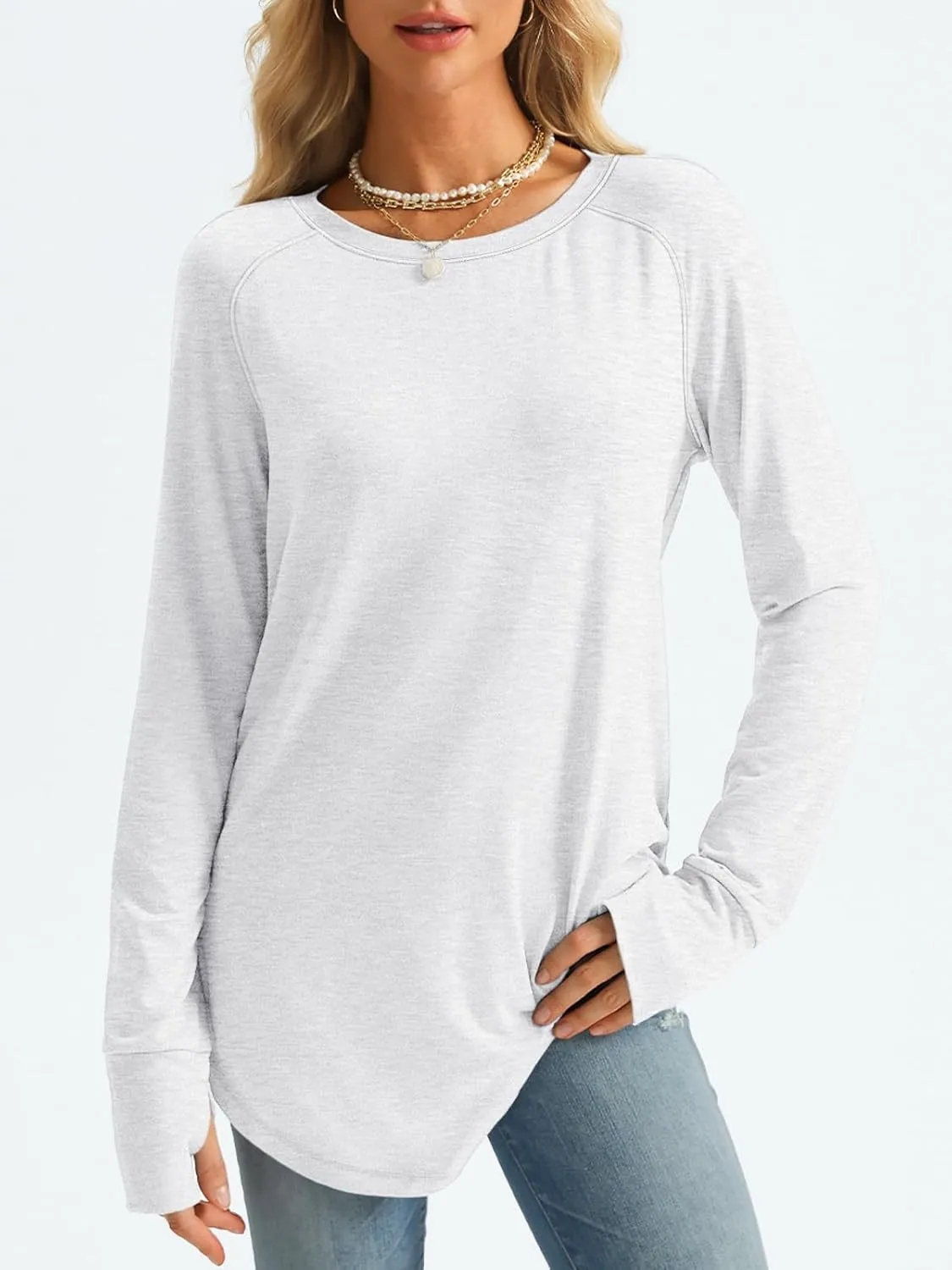 AUTOMET Womens Long Sleeve Shirts Crew Neck Casual Tshirts Fall Fashion Tops Loose Fit Lightweight Y2k Outfits Clothes
