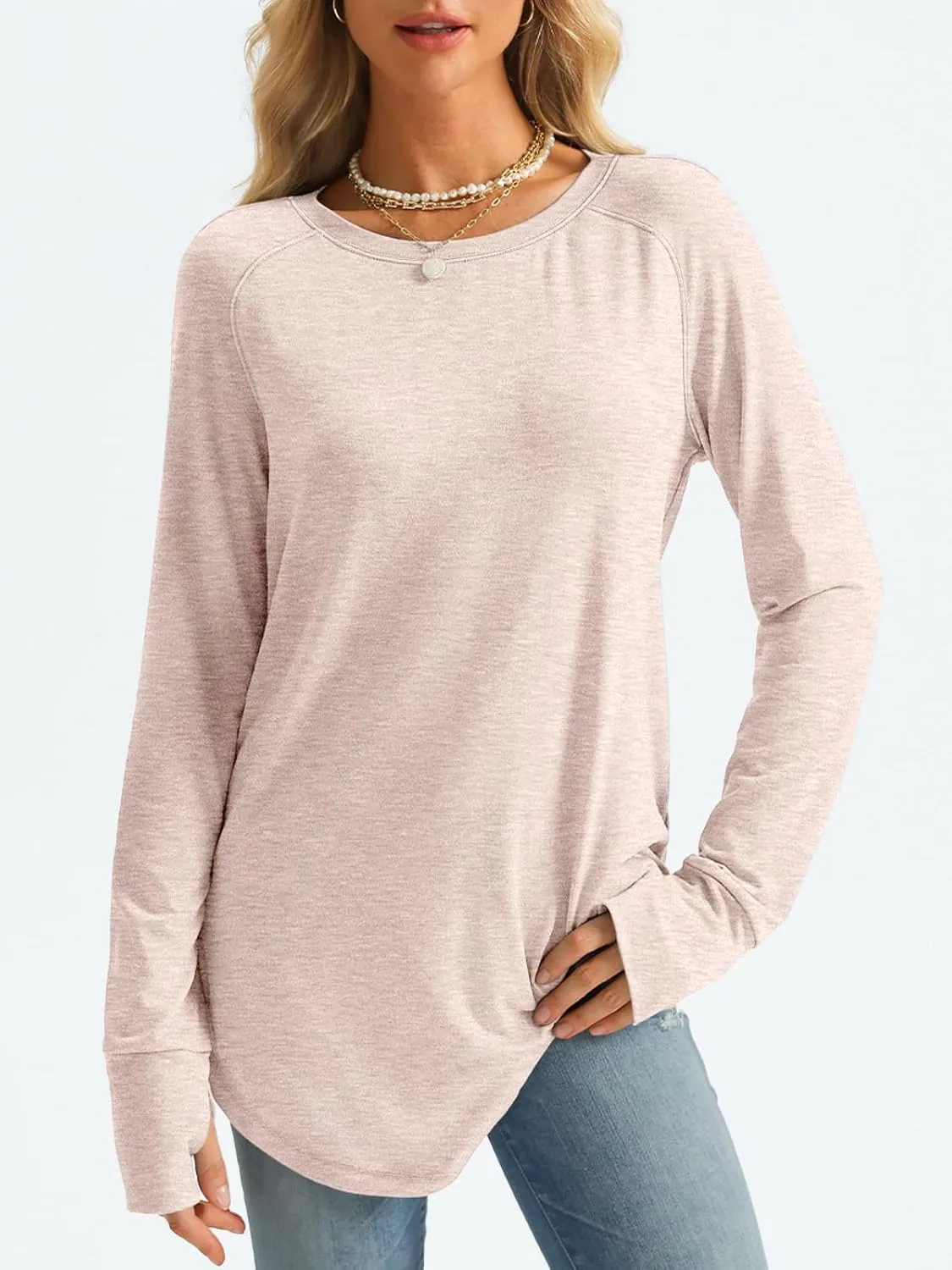 AUTOMET Womens Long Sleeve Shirts Crew Neck Casual Tshirts Fall Fashion Tops Loose Fit Lightweight Y2k Outfits Clothes