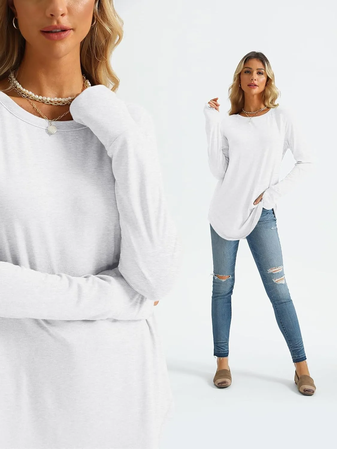 AUTOMET Womens Long Sleeve Shirts Crew Neck Casual Tshirts Fall Fashion Tops Loose Fit Lightweight Y2k Outfits Clothes