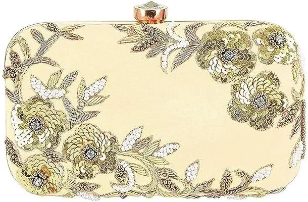 Azan International StoreHandicraft Hand Embroidered Box Clutch Bag Purse for Bridal, Casual, Wedding Bag for Womens