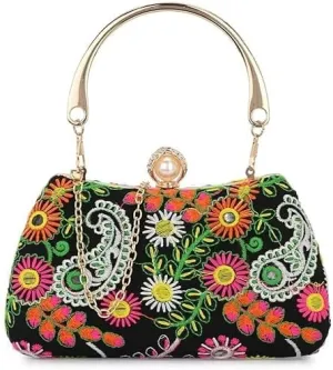 Azan International Women Handicraft Beautiful Round Box Clutch Bag Purse for Bridal, Casual, Wedding Bag for Women