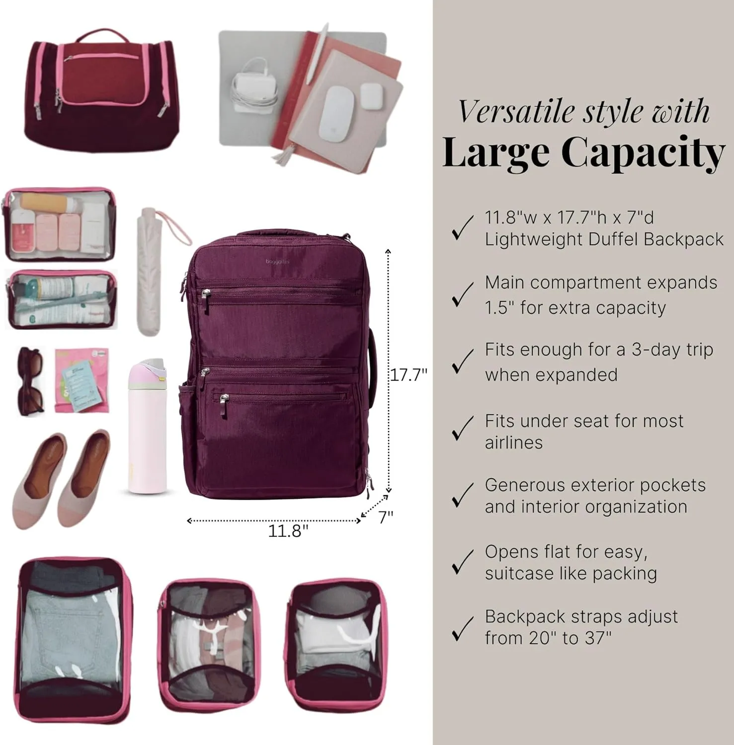 Baggallini Modern Convertible Travel Backpack