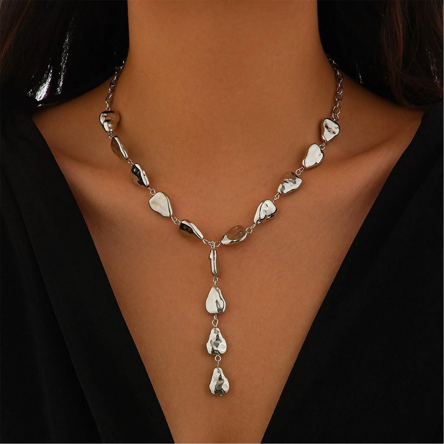 Baroque Pearl Necklace for Women Chunky Gold Pearl Necklace Vintage Teardrop Pendant Necklaces Y Necklaces Trendy Jewelry Gifts for Women