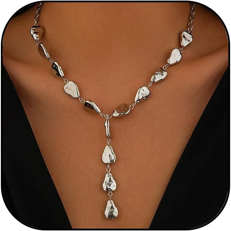 Baroque Pearl Necklace for Women Chunky Gold Pearl Necklace Vintage Teardrop Pendant Necklaces Y Necklaces Trendy Jewelry Gifts for Women