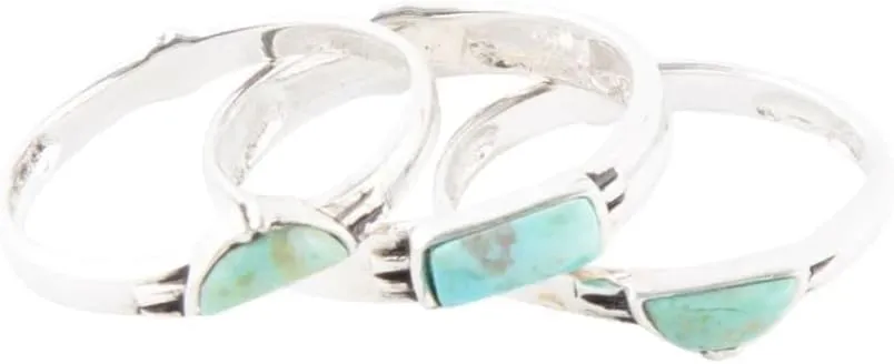 Barse Jewelry Triple Stack Shaped Turquoise and Sterling Silver Ring Set