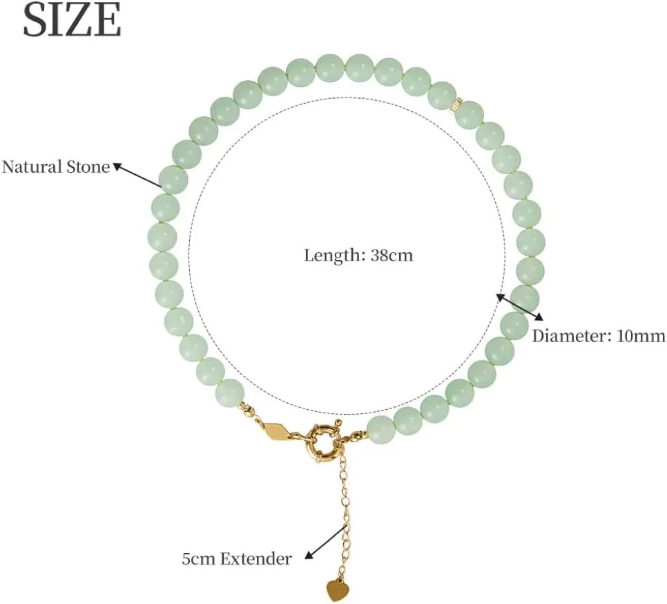 Beaded Gemstone Necklace for Women, Natural Stone Charm Necklace Handmade Gemstone Necklace Multiple Colors Available Beaded Necklaces 14K Gold Plated Jewelry Gift