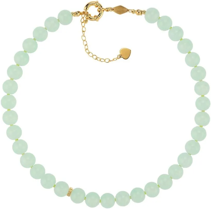 Beaded Gemstone Necklace for Women, Natural Stone Charm Necklace Handmade Gemstone Necklace Multiple Colors Available Beaded Necklaces 14K Gold Plated Jewelry Gift