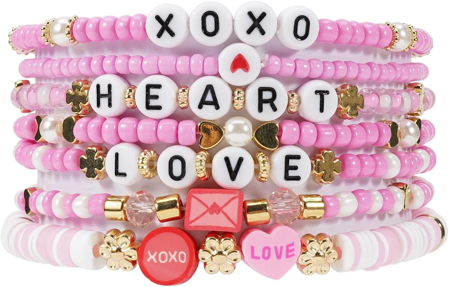 Beaded Stretch Bracelet Set for Women, Stackable Layered Design Bracelet