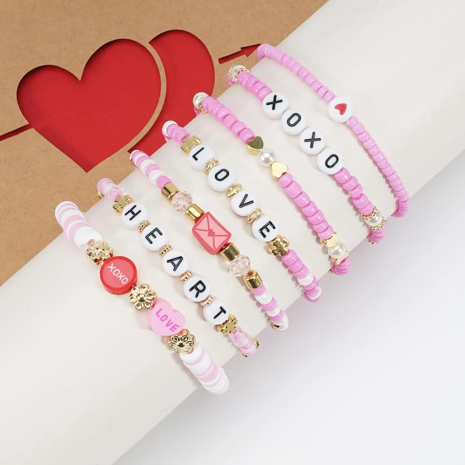 Beaded Stretch Bracelet Set for Women, Stackable Layered Design Bracelet