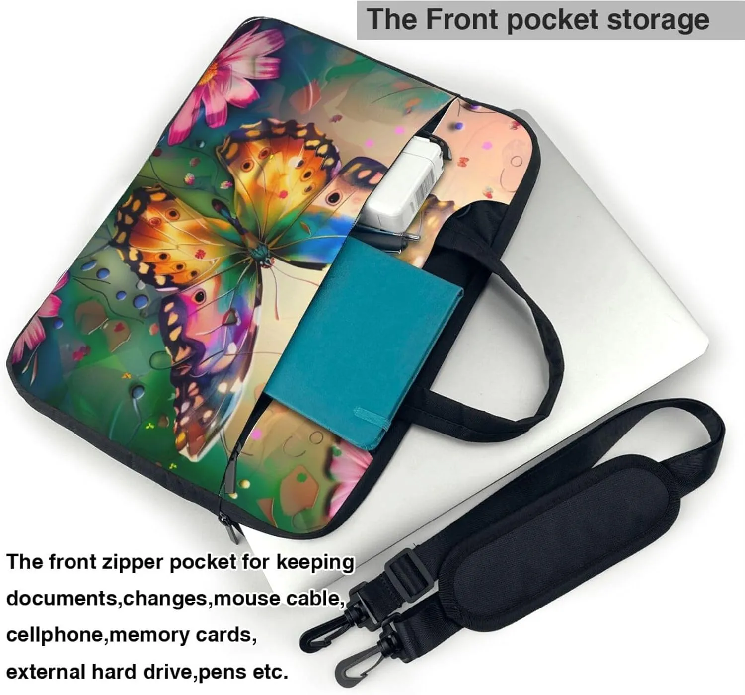 Beautiful Butterfly Print Laptop Tote Bag Travel Bag Business Computer Bag Work Bag for Men Women