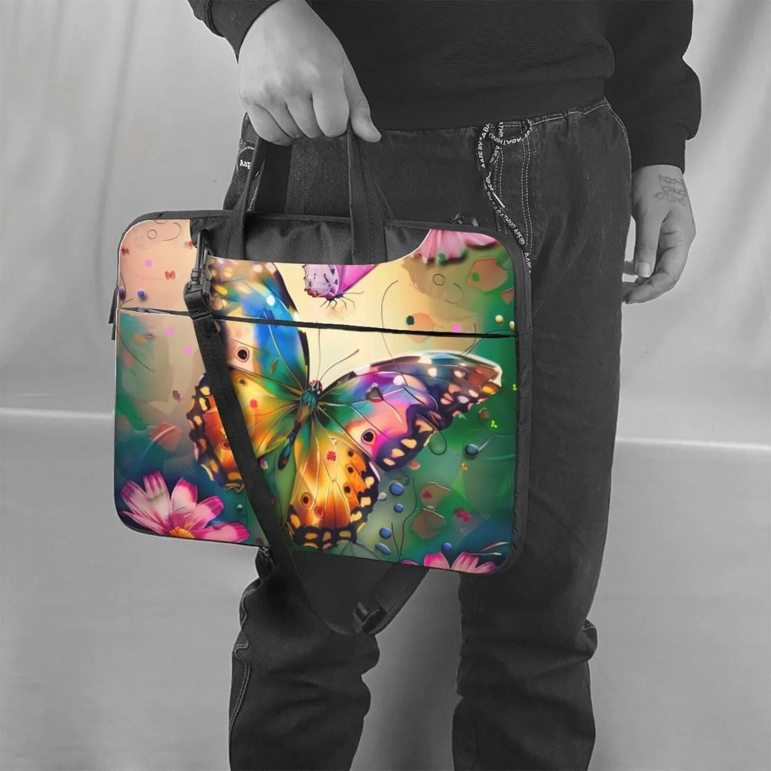 Beautiful Butterfly Print Laptop Tote Bag Travel Bag Business Computer Bag Work Bag for Men Women
