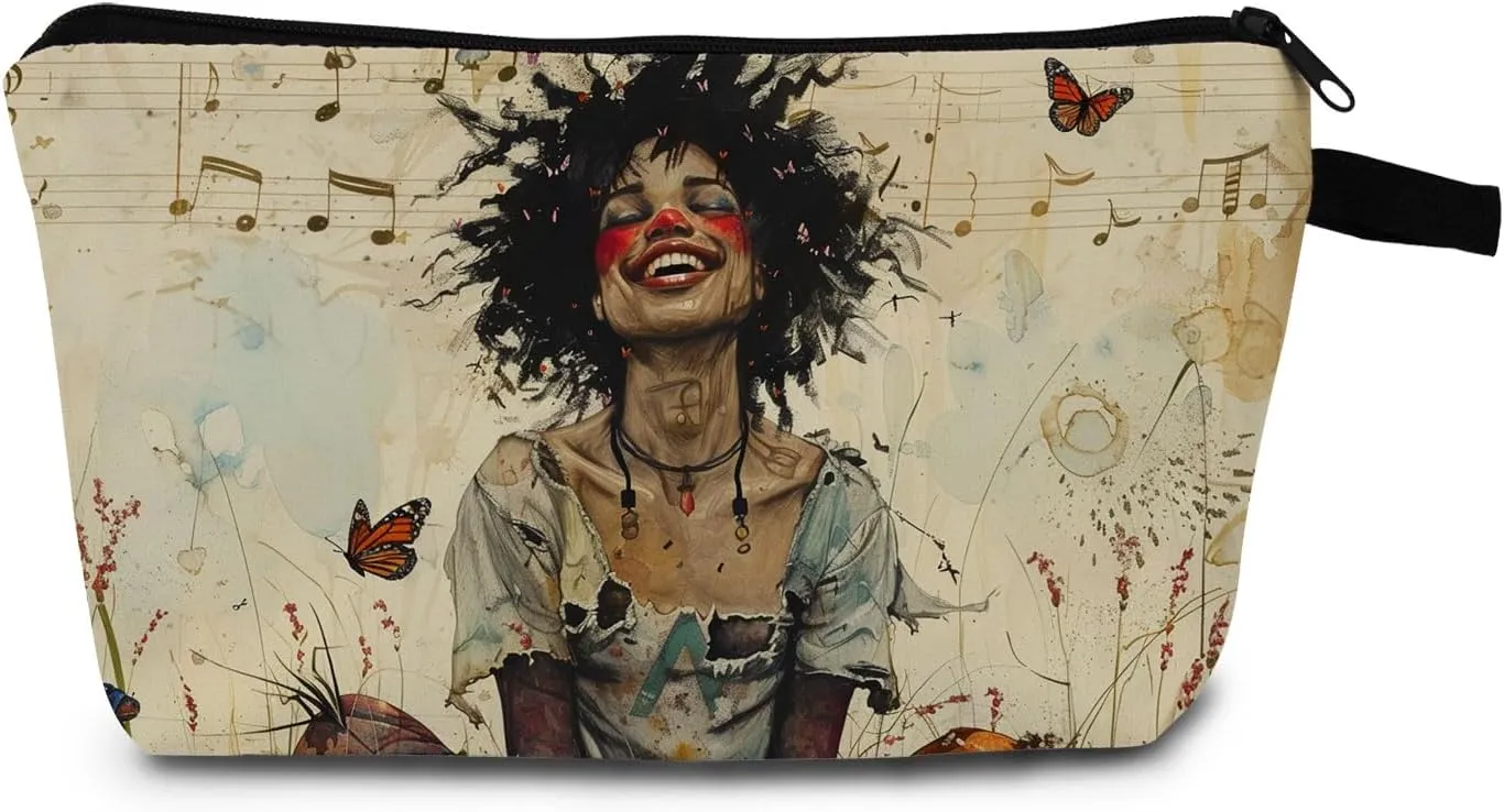 Beautiful City Black Woman Artpop Butterfly Print Women Makeup Bag Travel Cosmetic Bag