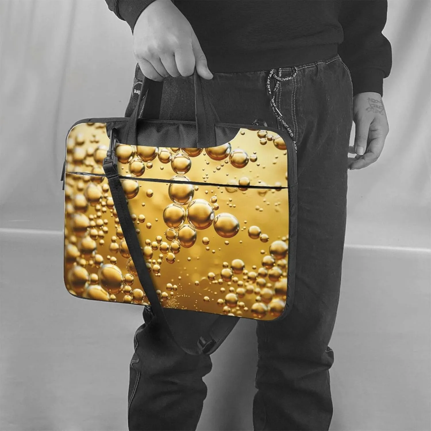 Beer Bubble Print Laptop Tote Bag Laptop Carrying Case Travel Bag Business Computer Bag Work Bag for Men Women