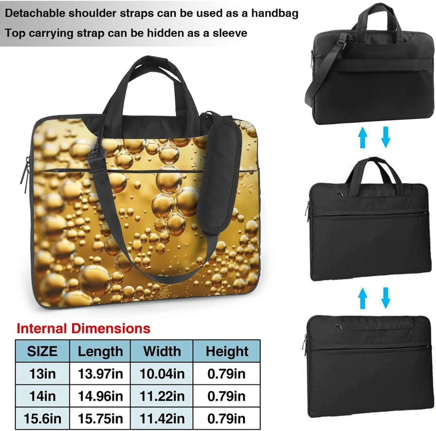 Beer Bubble Print Laptop Tote Bag Laptop Carrying Case Travel Bag Business Computer Bag Work Bag for Men Women