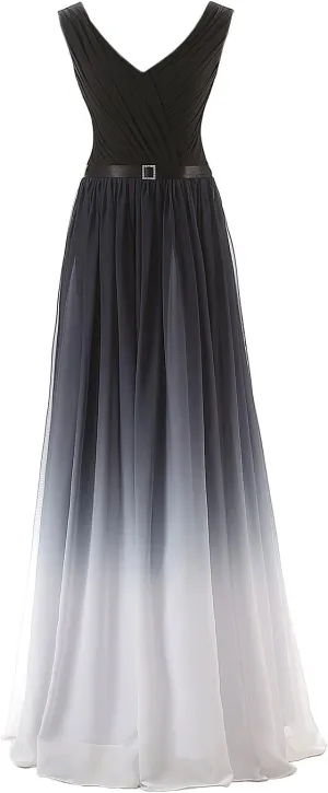 Belle House Women's Long Chiffon Gradient Color Prom Dresses 2022 Floor Length A Line Bridesmaid Gosnws