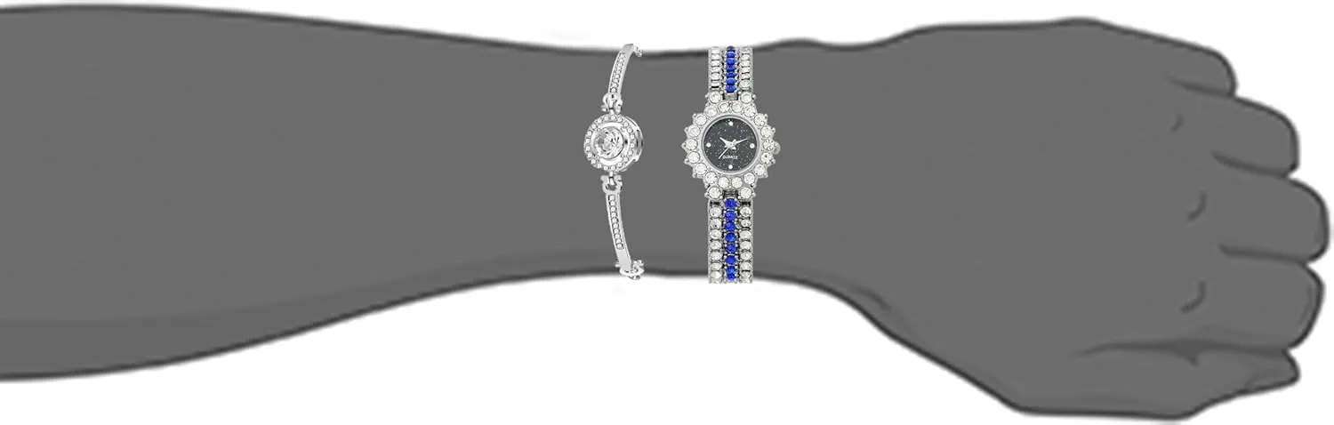 BESTKANG Two Tone Women's Watch Full Diamond Luxury Elegant Rhinestone Quartz Waterproof Watches for Women Bracelet Set