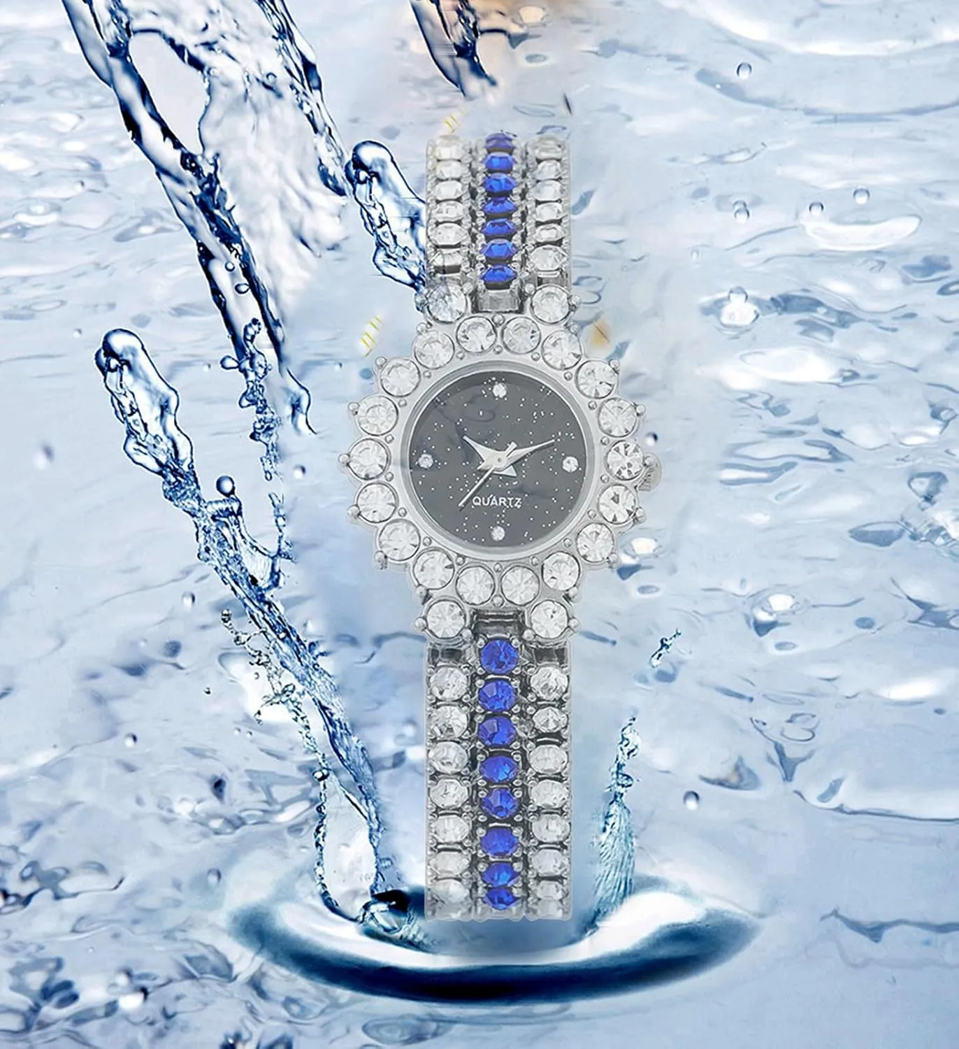 BESTKANG Two Tone Women's Watch Full Diamond Luxury Elegant Rhinestone Quartz Waterproof Watches for Women Bracelet Set