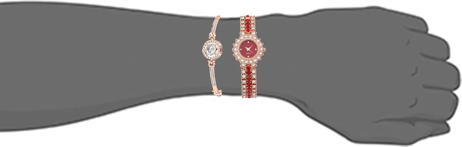 BESTKANG Two Tone Women's Watch Full Diamond Luxury Elegant Rhinestone Quartz Waterproof Watches for Women Bracelet Set
