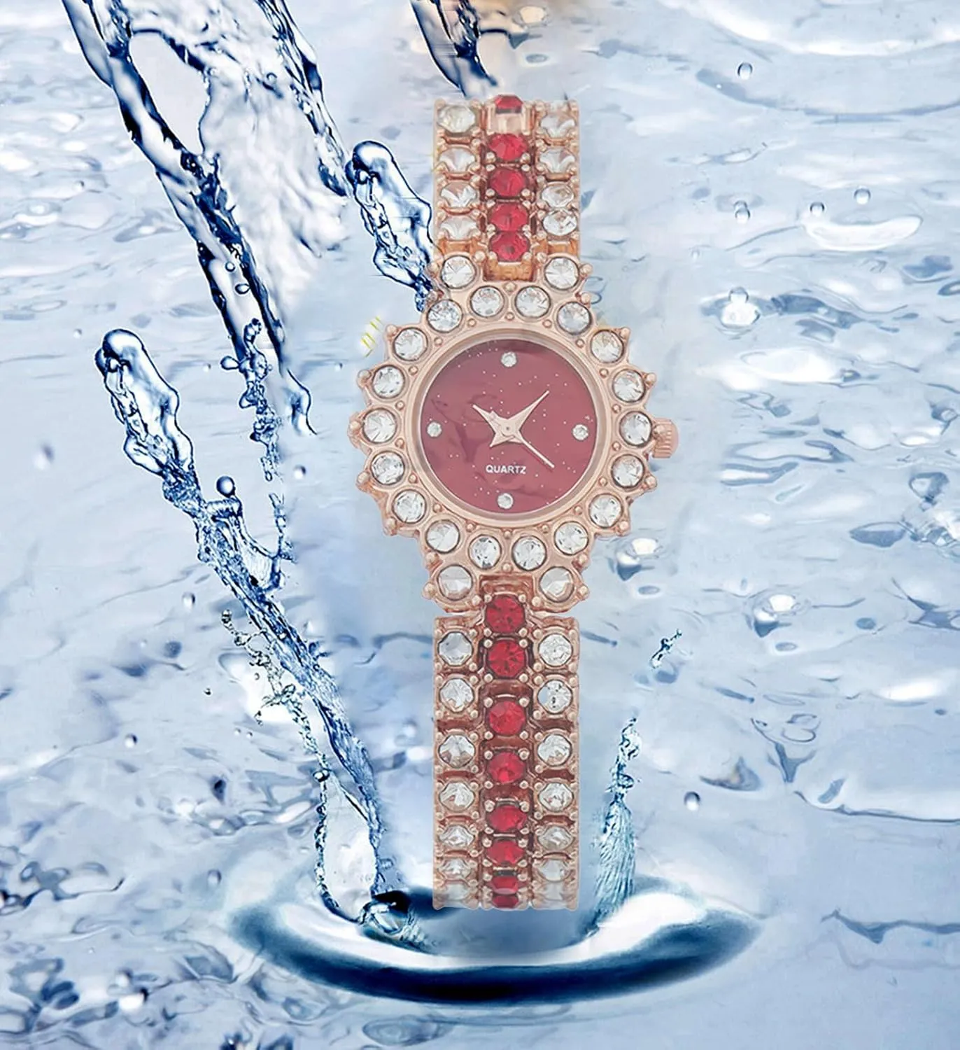 BESTKANG Two Tone Women's Watch Full Diamond Luxury Elegant Rhinestone Quartz Waterproof Watches for Women Bracelet Set