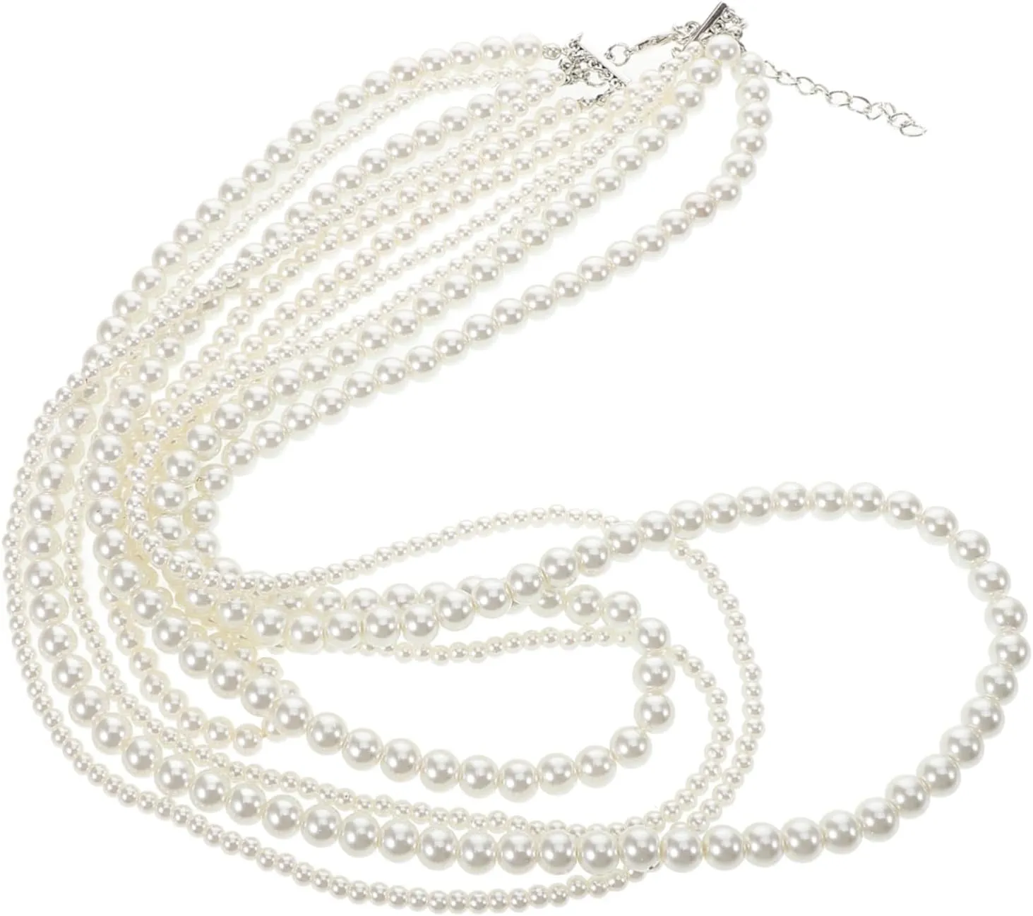 BESTYASH Sweater Necklace Pearl Necklace Statement Necklace for Women Chunky Necklaces Tea Party Accessories for Women Tea Party Decorations Beaded Necklace for Men Princess Necklace Beige