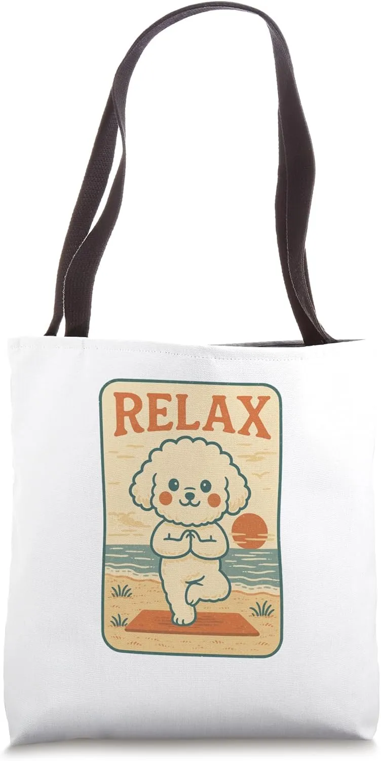 Bichon Frise Relax Yoga Funny Relaxing Dog Tote Bag