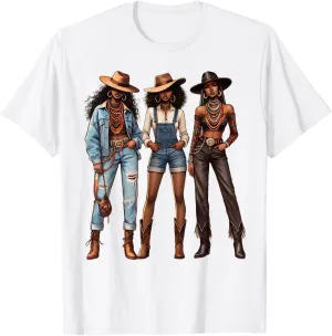 Black Cowgirl Western Rodeo Melanin Black History Texas T-Shirt