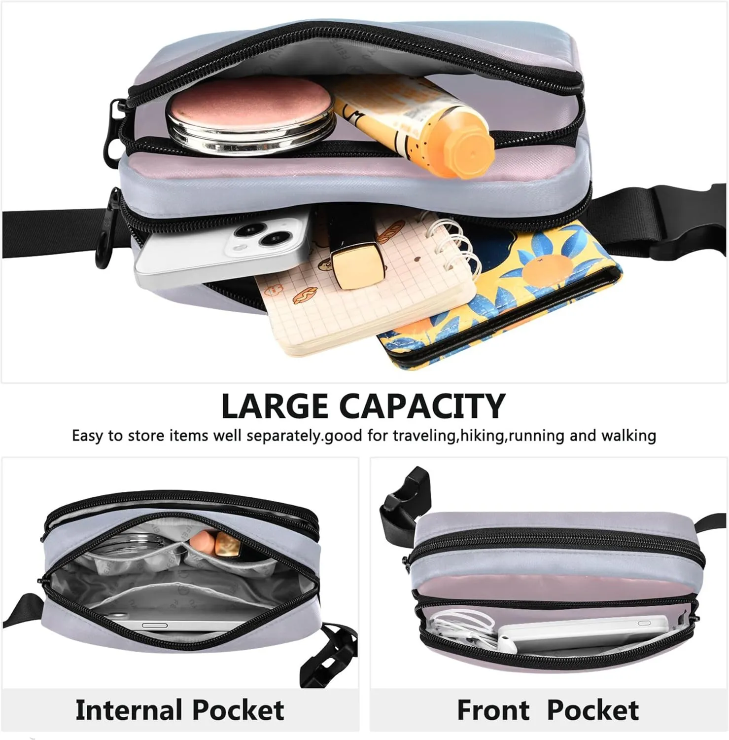 Blush Pink Blue Gradient Fanny Pack for Women Funny Anti Theft Belt Bag Waterproof Waist Pouch for Women