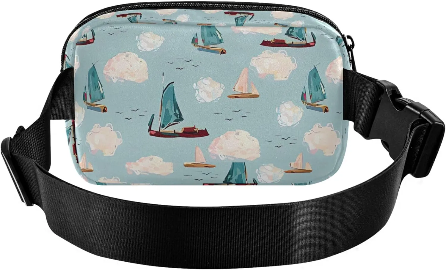 Boats Sea Turquoise Blue Fanny Packs Women Anti Theft Belt Bag Waterproof Colorful Waist Pack for Women