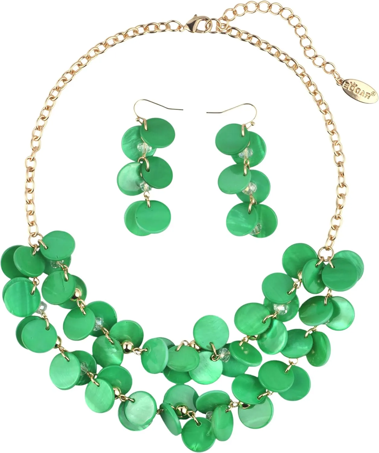Bocar 2 Layer Statement Choker Shell Necklace and Earring Set for Women Gift
