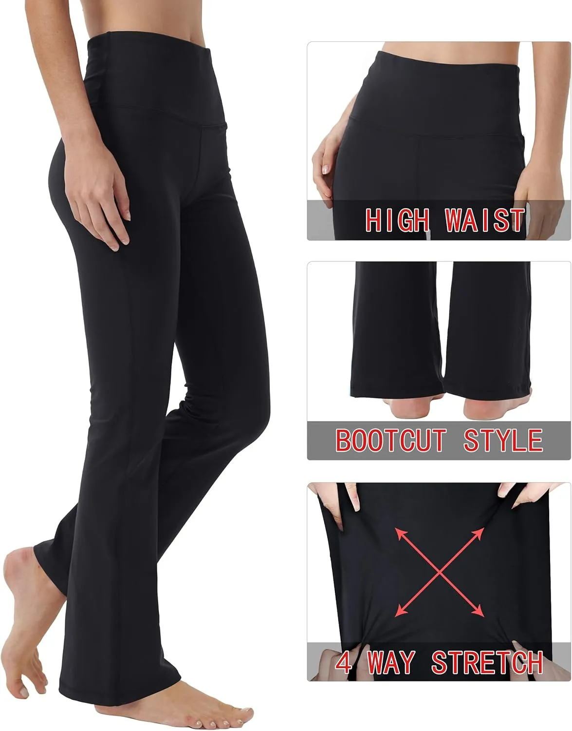 Bootcut Yoga Pants for Women High Waist Workout Pants for Women Tummy Control Bootleg Work Pants Dress Pants