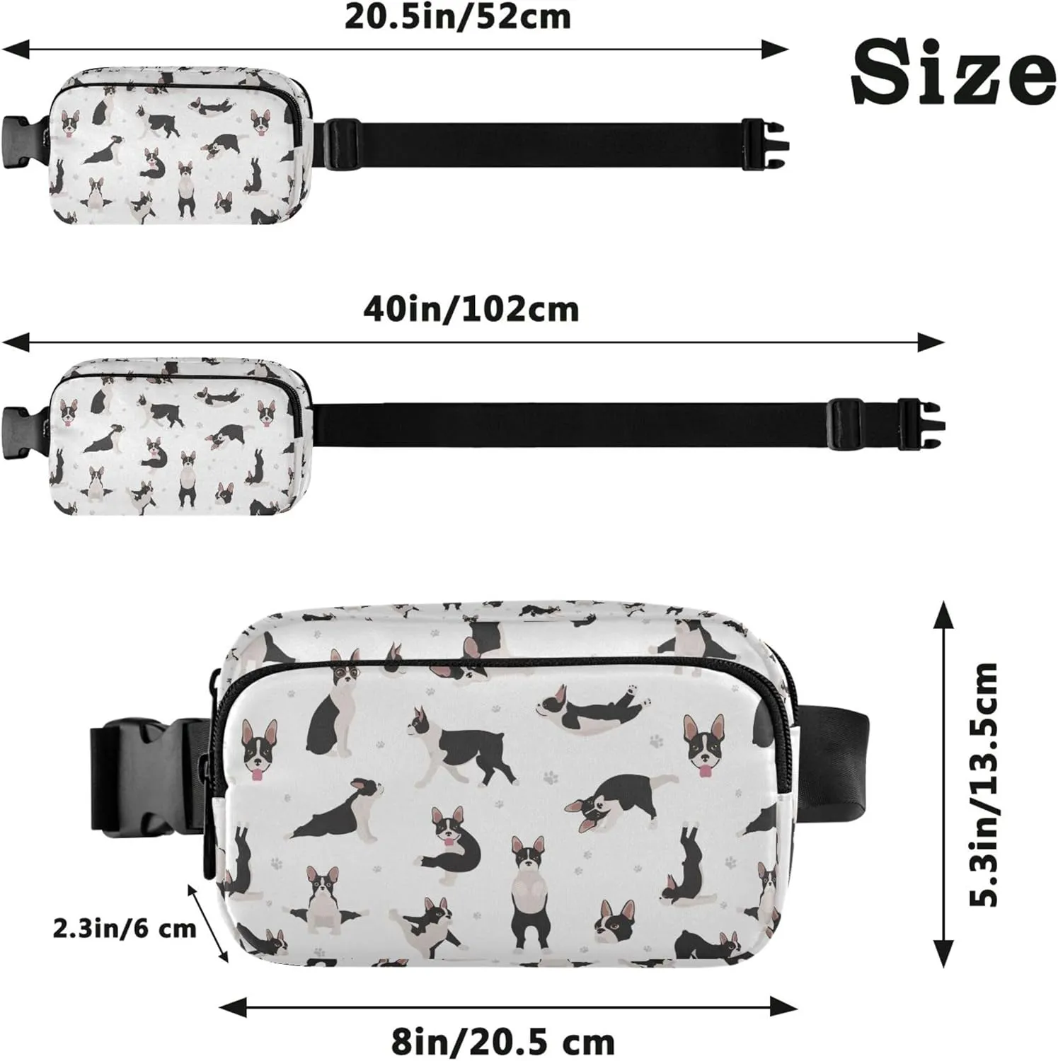 Boston Terrier Yoga Dog Womens Fanny Pack Anti Theft Belt Bag Waterproof Colorful Cross Body Waist Purse