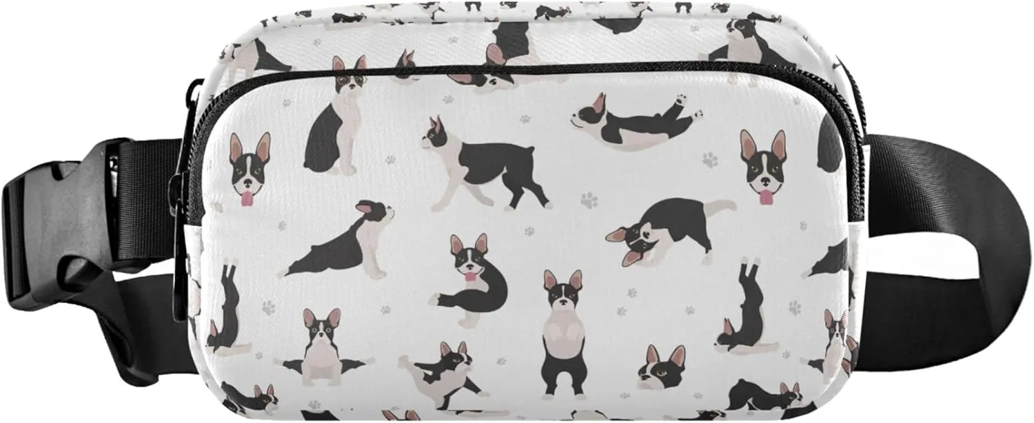 Boston Terrier Yoga Dog Womens Fanny Pack Anti Theft Belt Bag Waterproof Colorful Cross Body Waist Purse