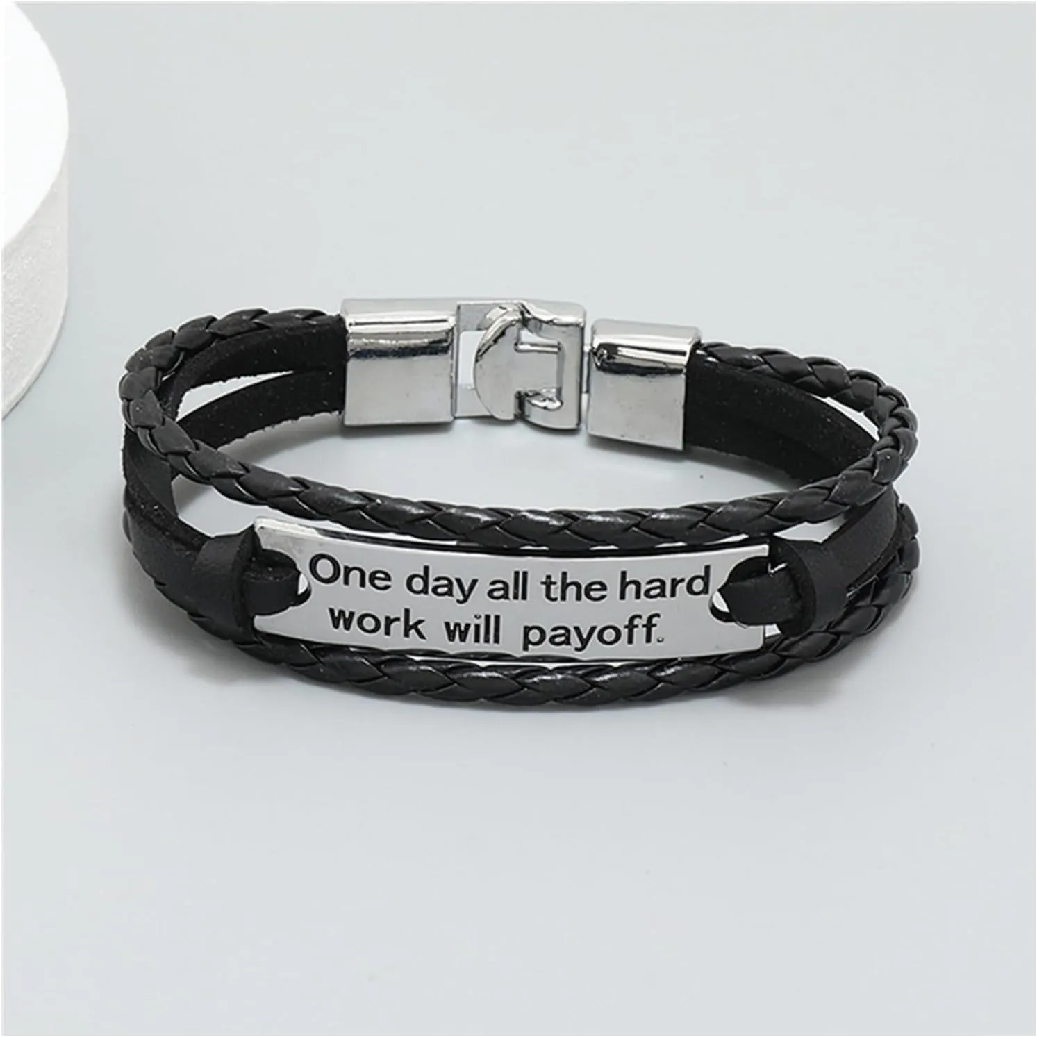 Braided Multi-Layered Inspiration Bracelets Leather Woven Surfer Cuff Rope Strands Wristband for Men Women