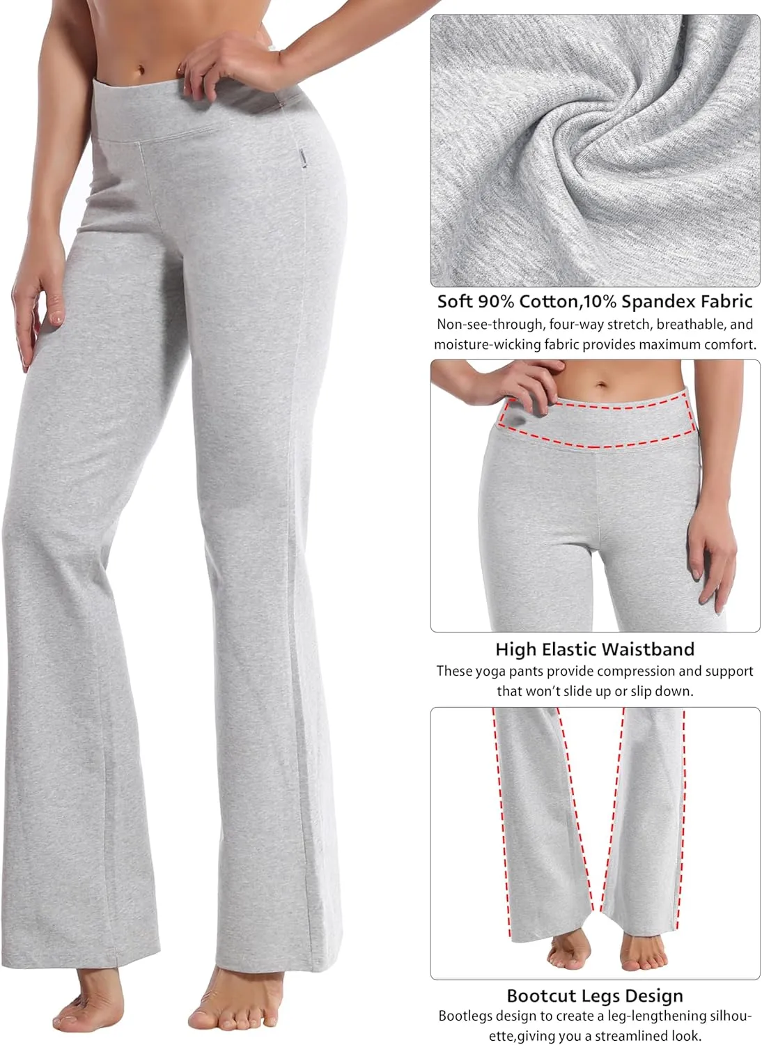 BUBBLELIME 29"/31"/33"/35"/37" 3 Styles Women's High Waist Bootcut Yoga Pants Basic/Side Pockets Tummy Control Workout Flared