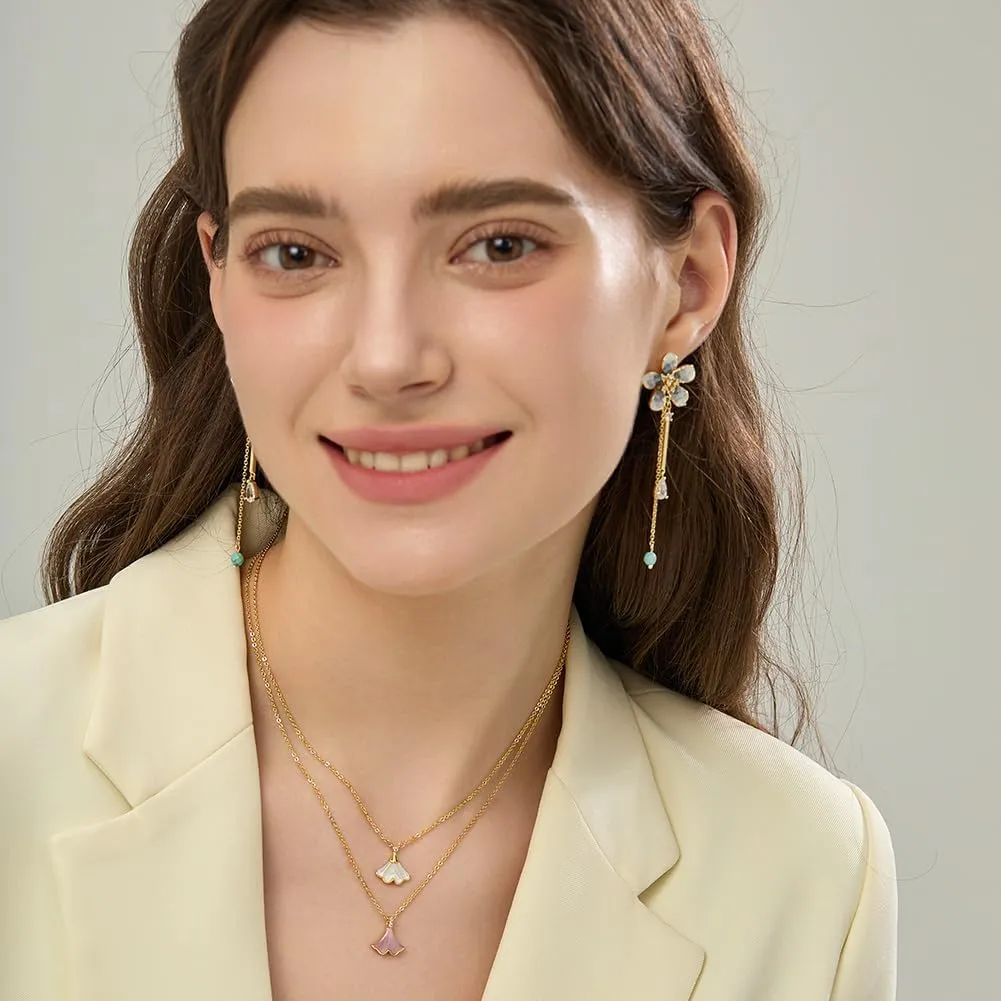 Butterly Necklaces for Women Heart Necklace 14K Dainty Gold Choker Handmade Necklaces Chain Shell Dainty Gold Choker Necklace for Women