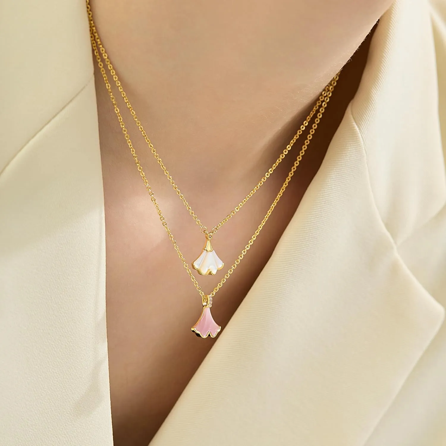 Butterly Necklaces for Women Heart Necklace 14K Dainty Gold Choker Handmade Necklaces Chain Shell Dainty Gold Choker Necklace for Women
