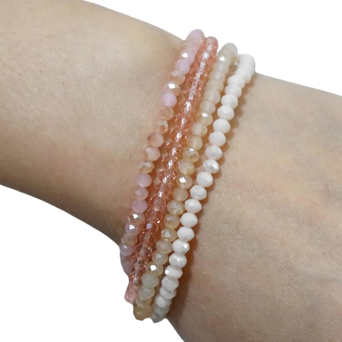BZSFW 4 Sets Bohemian Stackable Crystal Bead Bracelets for Women Colorful Glass Bracelets Stretch Multi Layered beads Bracelet Set Multicolor Jewelry