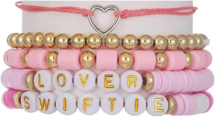 Caiyao Stackable Friendship Bracelets Boho Polymer Clay Beaded Bracelets Stretch Bracelets Set for Women Girls Fans Jewelry