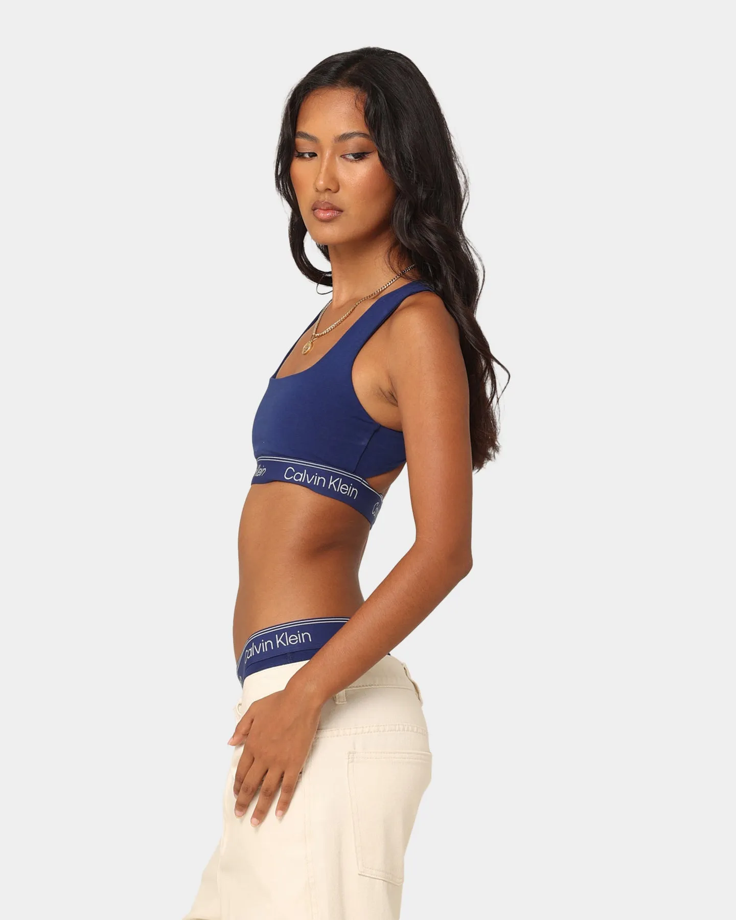Calvin Klein Women's Athletic Unlined Bralette Blue Depth