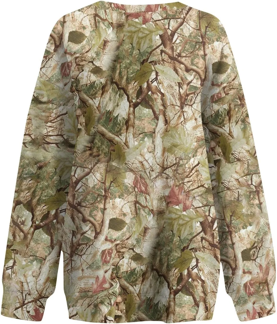 Camo Sweatshirt for Women Oversized Long Sleeve Crewneck Pullover Tops Casual Loose Fit Blouse Fashion Outdoor Clothes