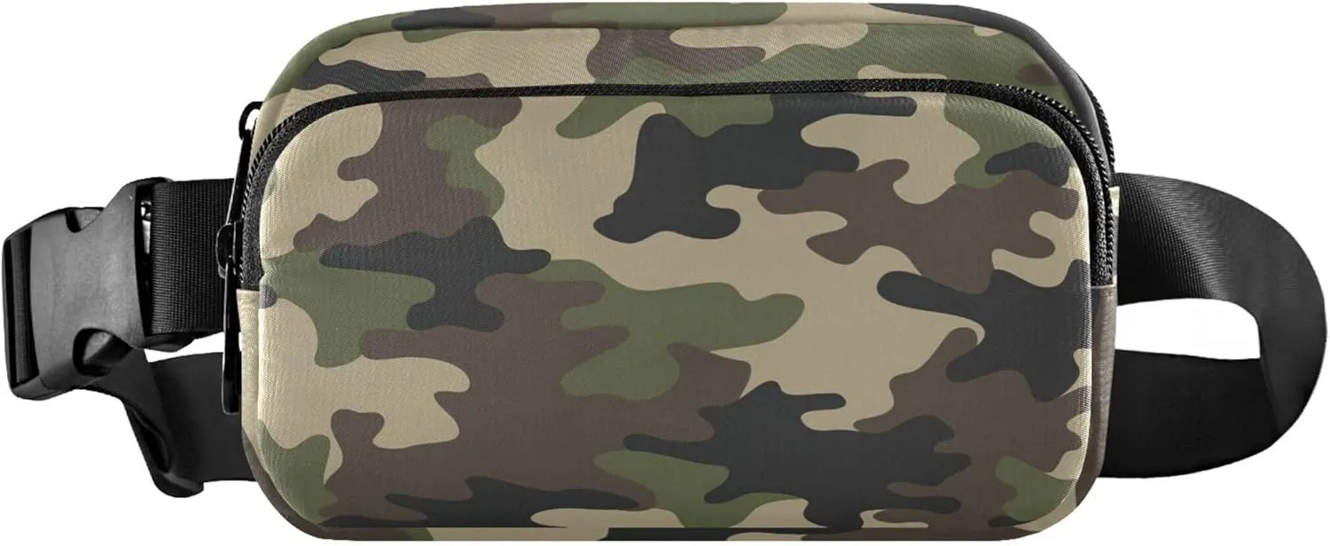 Camouflage Abstract Green Fanny Packs Women Waterproof Hip Pouch Belt Bag Cute Cross Body Waist Pack