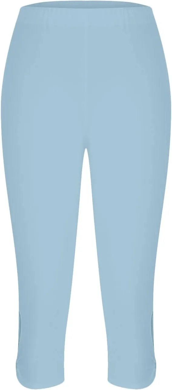 Capri Leggings for Women 2025 Summer Lace Stitching Beach Pants Elastic High Waisted Stretch Soft Cropped Trousers