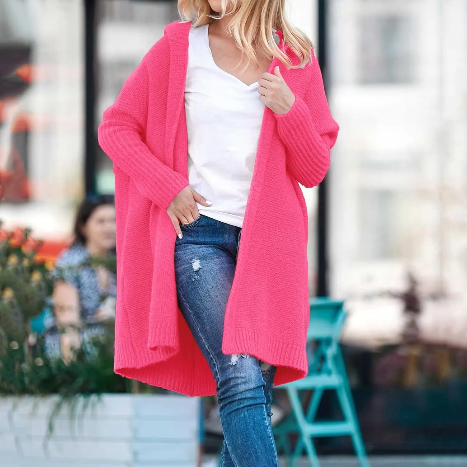 Cardigan Sweaters for Women Plus Size Open Front Knit Hoodies Long Sleeve Loose Fit Casual Warm Sweaters Coats 2024 Winter