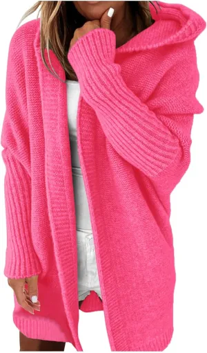 Cardigan Sweaters for Women Plus Size Open Front Knit Hoodies Long Sleeve Loose Fit Casual Warm Sweaters Coats 2024 Winter
