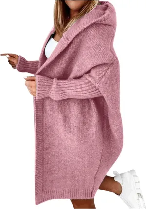 Cardigan Sweaters for Women Plus Size Open Front Knit Hoodies Long Sleeve Loose Fit Casual Warm Sweaters Coats 2024 Winter