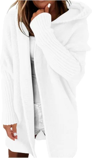 Cardigan Sweaters for Women Plus Size Open Front Knit Hoodies Long Sleeve Loose Fit Casual Warm Sweaters Coats 2024 Winter